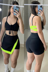 Conjunto Short Saia Preto Neon