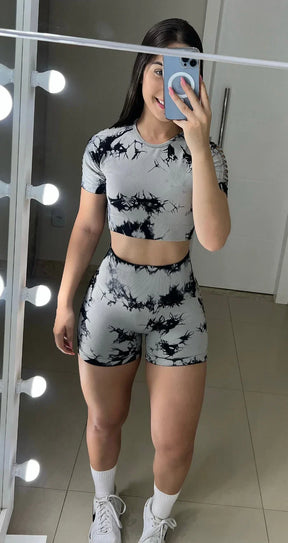 Conjunto Short Grey Rajado