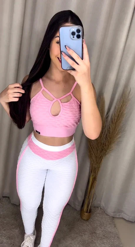 Conjunto Legging White Pink Pulse