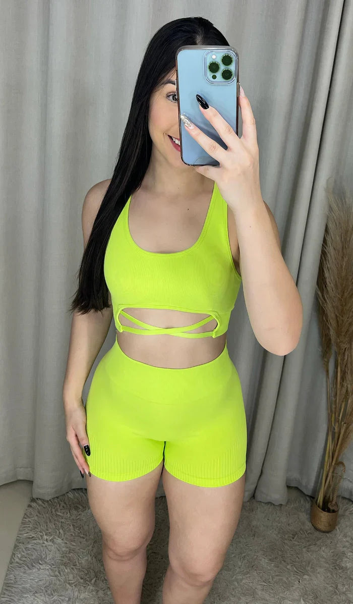 Conjunto Short Verde Limão